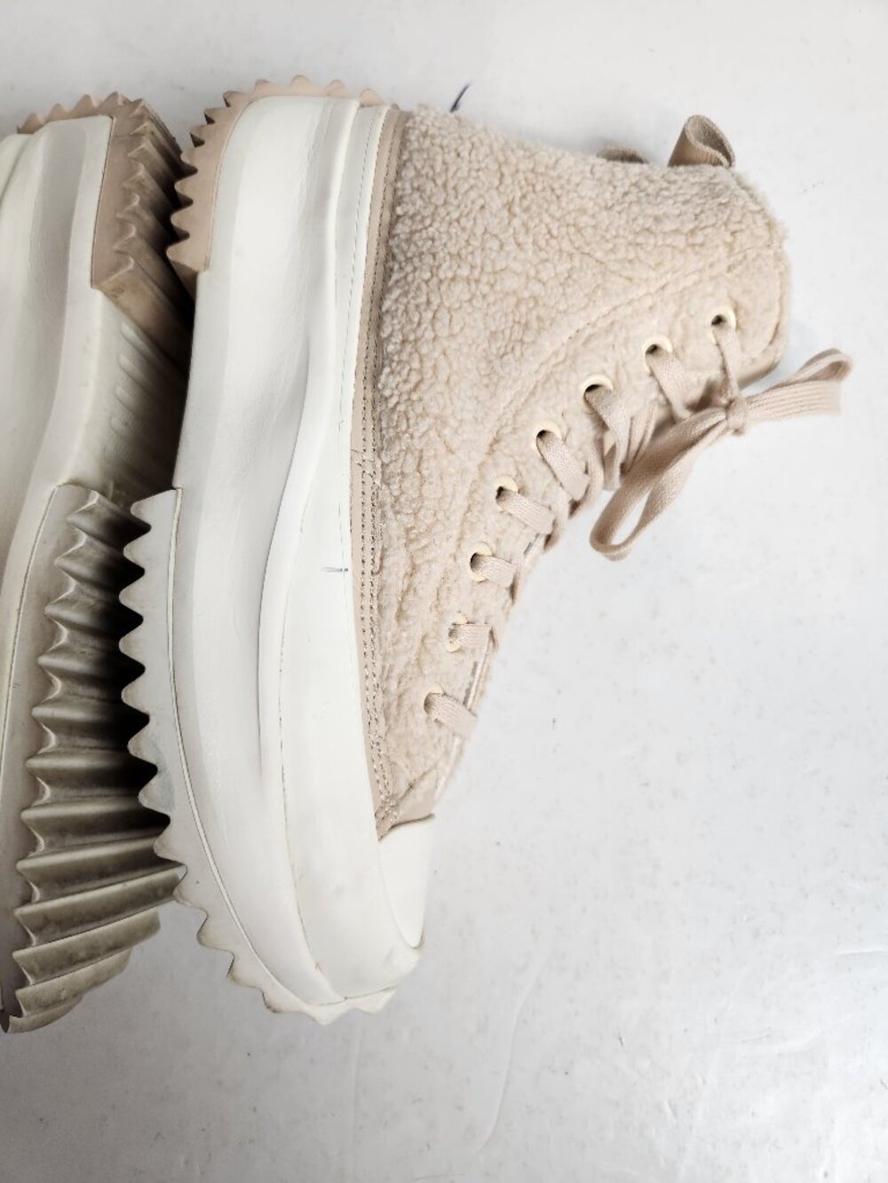 Converse Run Star Hike High-top Sherpa Tan White Women's 8.5 Men's 7.0 - Picture 7 of 10